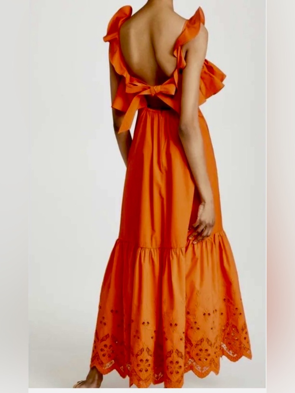 NWT Self-Portrait BoHo Orange Ruffle-Top Maxi Dress US Size 6